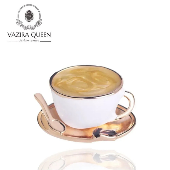 VQ Cappuccino Coffee Cup Brooch - Picture 1 of 6